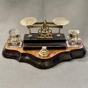 Rare Victorian Inkstand with Brass Postal Scales
