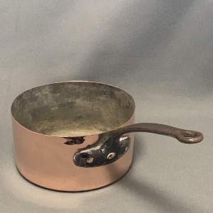 Large French Copper Saucepan with Metal Handle