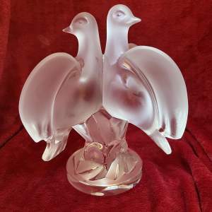 Lalique Ariane Conjoined Doves Glass Sculpture