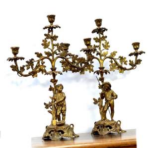 Pair 19th Century French Gilt Bronze Candlesticks