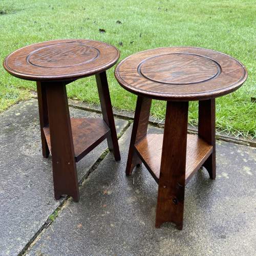 Pair of Arts and Crafts Oak Tables image-1