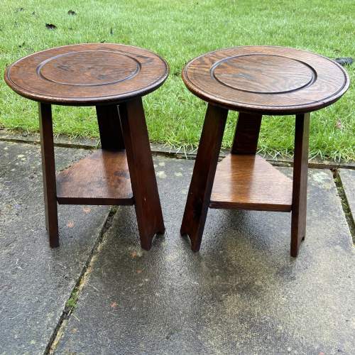 Pair of Arts and Crafts Oak Tables image-5