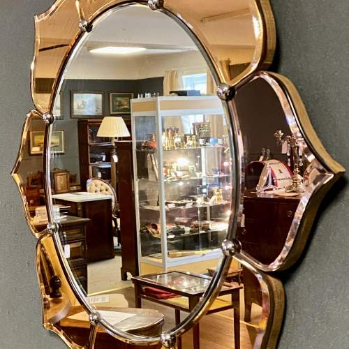 Art Deco Flower Shaped Peach Glass Mirror image-4