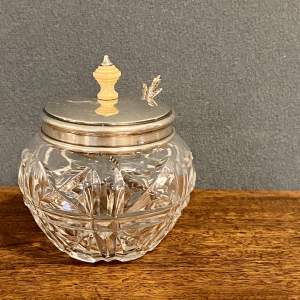 Early 20th Century Cut Glass Preserve Jar with Silver Lid