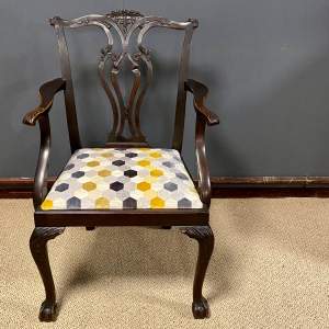 Early 20th Century Carved Mahogany Hall Chair