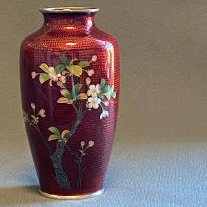 Japanese Silvered Cloisonné Vase by Sato