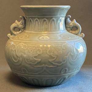 Chinese Longquan Celadon Baluster Vase