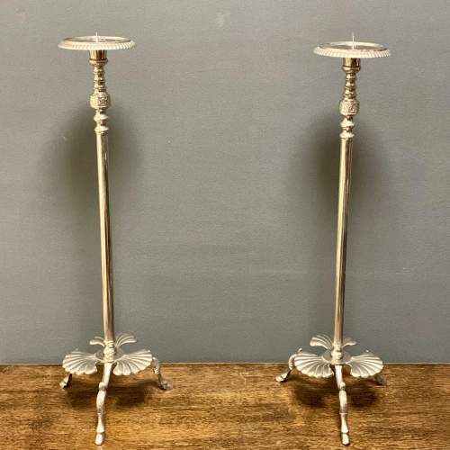 Vintage Pair of Nouveau Style Tall Candlesticks image-1