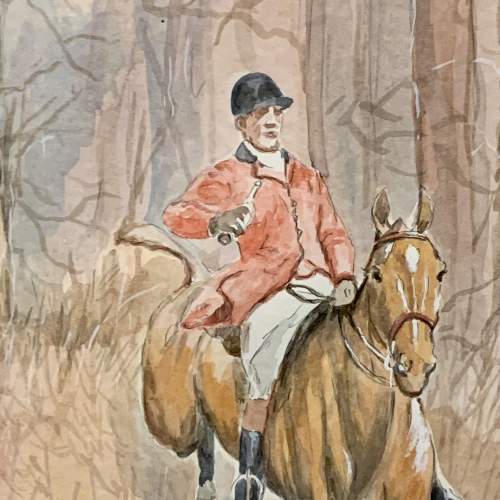 Vintage Watercolour Hunting Scene Painting image-2
