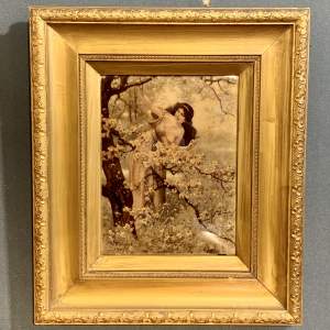 Edwardian Crystoleum of Girl and Blossom