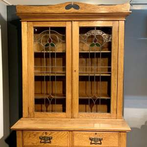 Arts and Crafts Oak Bookcase on Chest