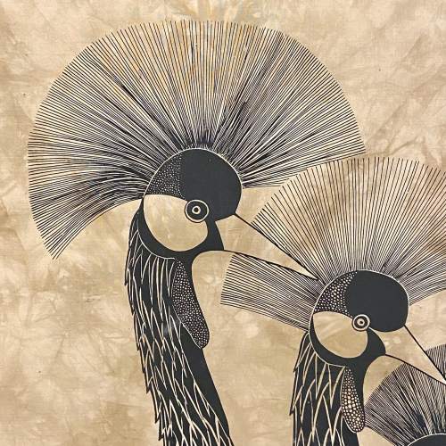 20th Century Batik Depicting Cranes by Heidi Lange image-2