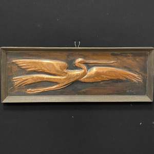 Richard Dent Repousse Copper Panel of a Stork in Flight