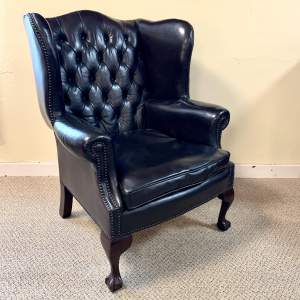 Mid 20th Century Leather Chesterfield Wingback Armchair