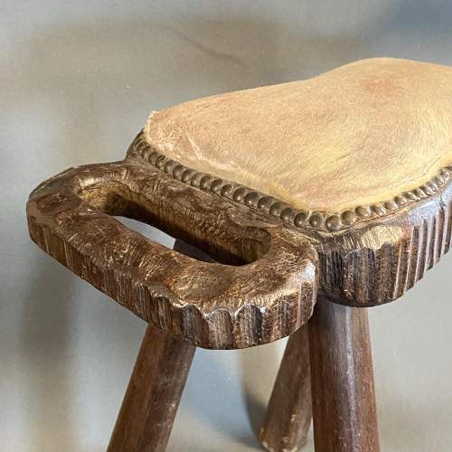 Mid 19th Century North African Hardwood and Hide Stool image-2
