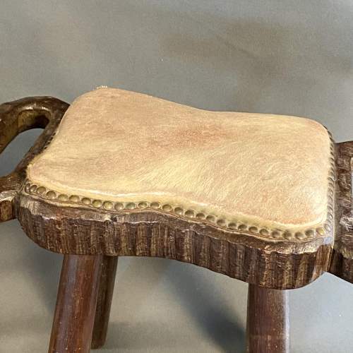 Mid 19th Century North African Hardwood and Hide Stool image-4