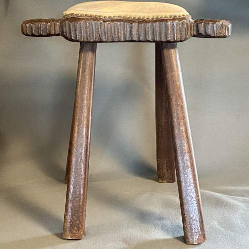 Mid 19th Century North African Hardwood and Hide Stool image-5