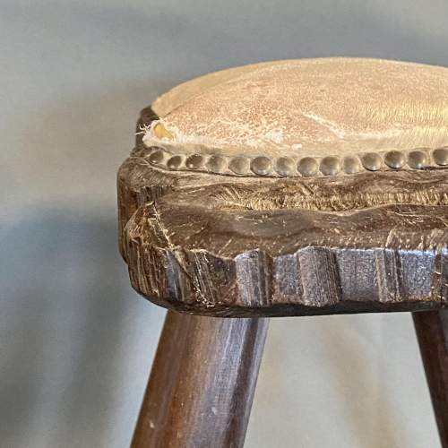 Mid 19th Century North African Hardwood and Hide Stool image-6