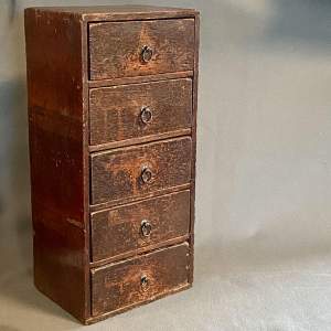 19th Century Miniature Bank of Five Drawers