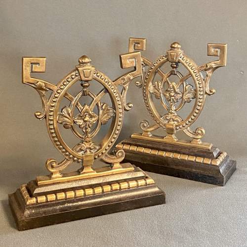 Early 19th Century Brass and Cast Iron Fire Iron Stands image-1