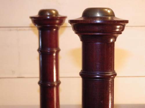 Antique Fine Pair of 19th Century Turned Mahogany Candlesticks image-2