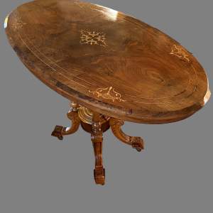 A 19th Century Victorian Oval Burr Walnut Salon Table