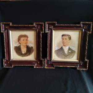 A Pair of Portrait Pictures in Gilded Resin Frames