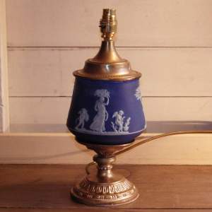 Jasperware Antique 19th Century Pottery Lamp Base