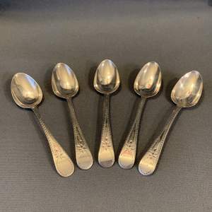 Five Georgian Silver Dessert Spoons
