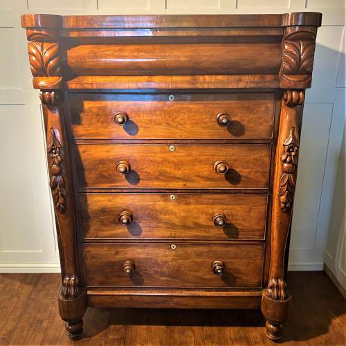 Tall Four Drawer Flame Mahogany Scottish Chest - Late Victorian image-1