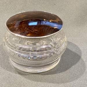 Early 20th Century Glass Pot with Silver and Tortoiseshell Lid