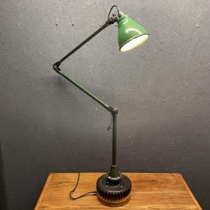 Vintage Machinist Industrial Lamp with Green Enamel Shade