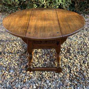 Small Oak Carved Drop Leaf Table