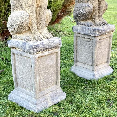 Pair of Deer Hound Dog Statues on Small Plinths image-4