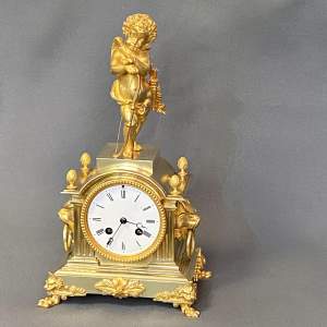 19th Century Figural French Gilt Bronze Mantel Clock