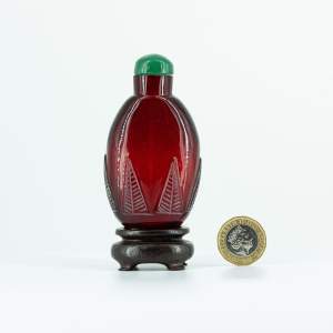 Lovely Chinese Peking Ruby Glass Snuff Bottle and Jade Stopper