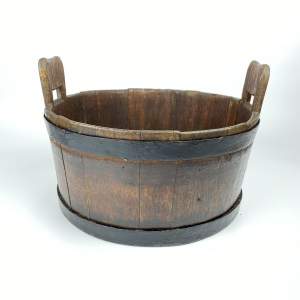 Twin Handled Shallow Coopered Bucket - Early 19th Century