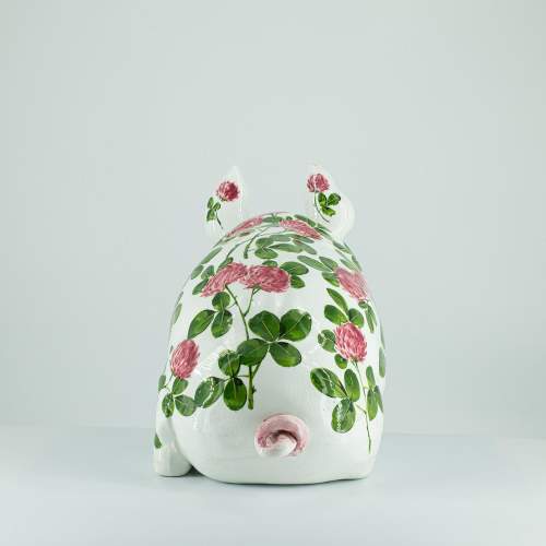 Lovely Medium Size Vintage Wemyss Ware Pig in the Clover Pattern image-4