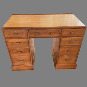 Art Deco Solid Oak Desk - attributed to Heals of London