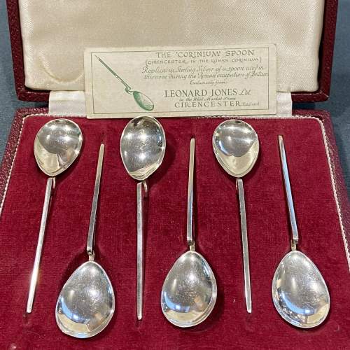 Set of Six Sheffield Silver Leonard Jones Replica Corinium Spoons image-2