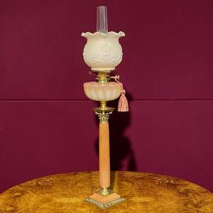 Late 19th Century Marble and Glass Oil Lamp