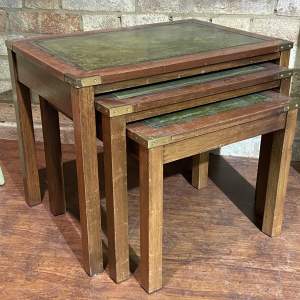 Vintage Mahogany Nest of Leather Inset Tables