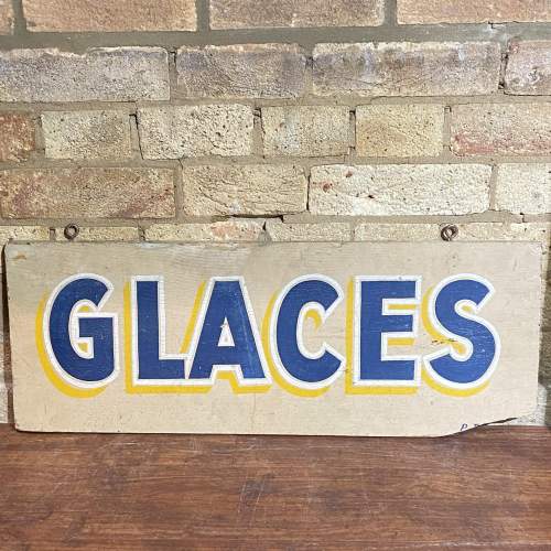 Vintage French Painted Ice Cream Sign image-2