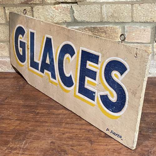 Vintage French Painted Ice Cream Sign image-1