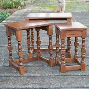Oak Nest of Three Occasional Tables