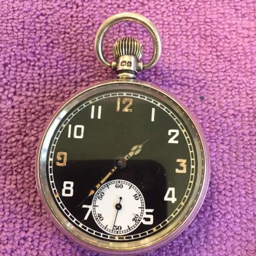 Swiss Silver Pocket Watch With Military Face Circa 1937 image-1