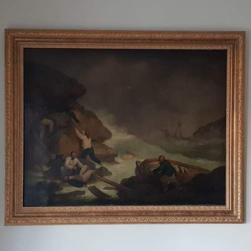 Wonderful Large Scale George Morland Seascape Oil on Canvas image-1