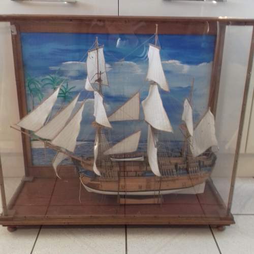 Hand Built Model of a Ship in a Cabinet image-1