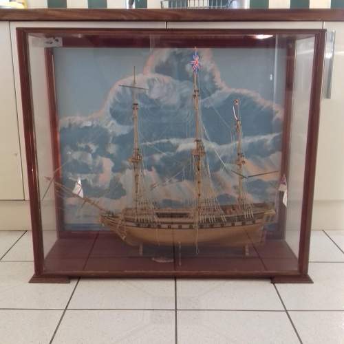 Hand Built Model Ship in Cabinet image-2