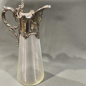 19th Century Silver Plated and Glass Claret Jug